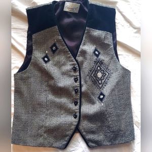 Houndstooth black and white wool vest